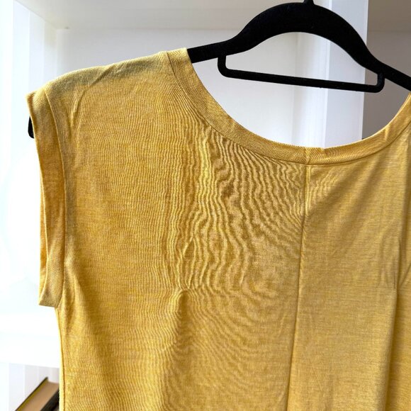 Aritzia Wilfred Yellow Anvers T shirt Split Back Cotton Tee Capsleeve Top XXS XS - Picture 6 of 13